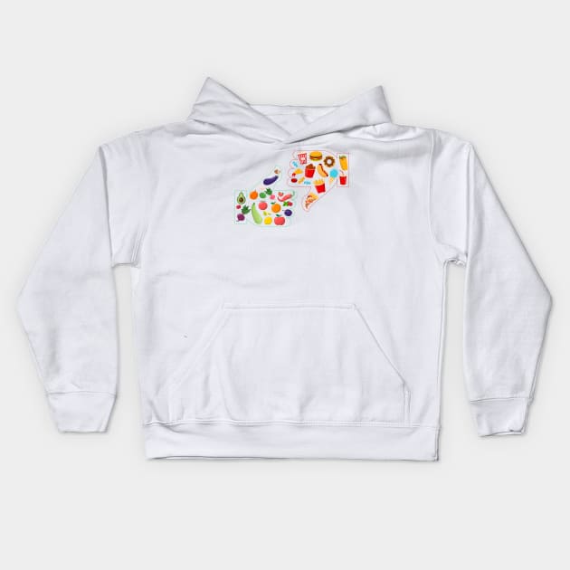 healthy vs junk food Kids Hoodie by Mako Design 